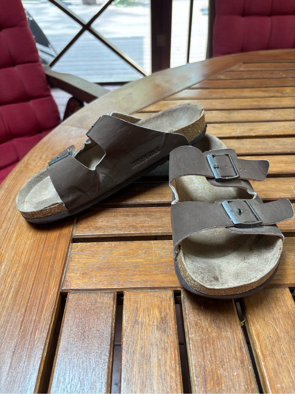 Birkenstock Arizona 2-Strap Buckle Slide Sandals Leather Size 39 US 8-8.5